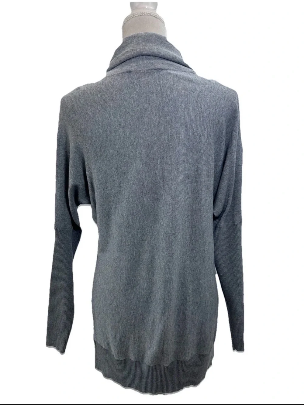 Michael Kors Heather Gray Cowl Neck Tunic Sweater Zipper Sleeves